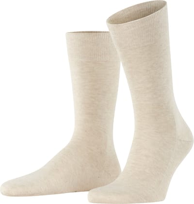 FALKE Family eenkleurig katoen sokken heren beige - maat 39-42
