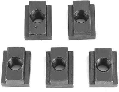 Vijfdelige T-Slot Moeren met Zwarte Oxide Afwerking, Geschikt voor M8/10 Draad, Ideaal voor Machine Tafels en Bevestigingssystemen