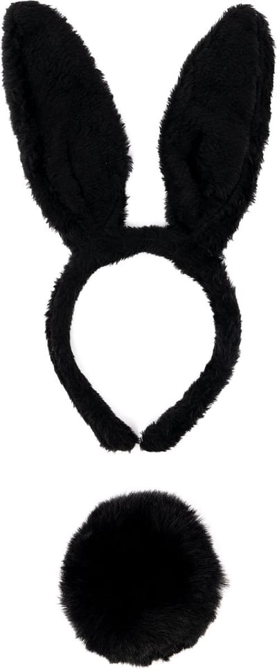 KIMU® Haarband Konijn Zwart met Staart- Diadeem Konijnenoren Oren - Oortjes Bunny Paashaas Haas Pasen Paasviering Festival