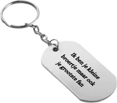 Akyol - ik ben je kleine broertje maar ook je grootste fan sleutelhanger - Quotes - familie vrienden - cadeau - 54 x 29mm