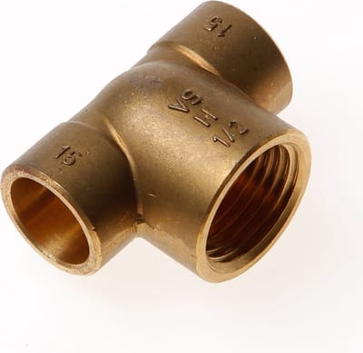 Bonfix soldeer t-stuk - 15 x 1/2 x 15 mm binnendraad messing