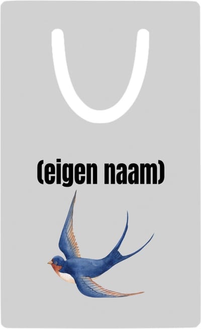 Hacebo® - blauwe vogel met eigen naam metalen boekenlegger - Vogels - dieren liefhebber - iemand die houdt van vogels - verjaardag - cadeau - kado - geschenk Bladwijzer boekenleggers - 7.6 cm x 5cm