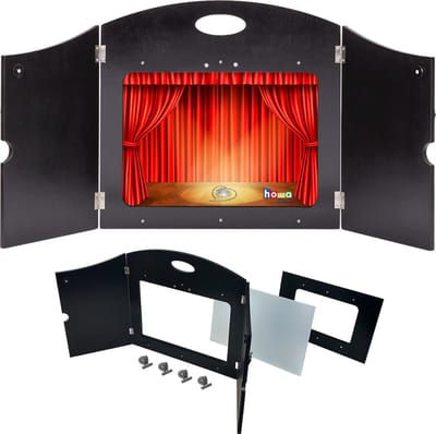 howa 4in1 Houten Kamishibai Theater Schaduwtheater, Poppentheater voor DIN A3 en DIN A4 Kaarten met Plexiglas Ruitje en 4 Magneten 7504