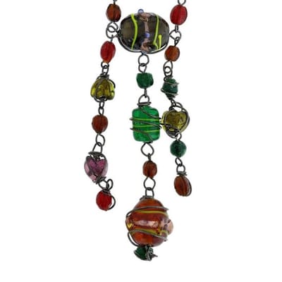 Behave - Ketting met hanger en gekleurde glaskralen - Zilverkleur - 55 cm + verlengketting