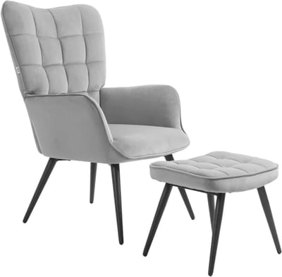 Relaxfauteuil met Voetenbank - Fauteuil - Moderne Relaxstoel - tot 120 kg - Relaxstoel - Ligstoel - TV Stoel - Loungestoel - Leesstoel - Grijs