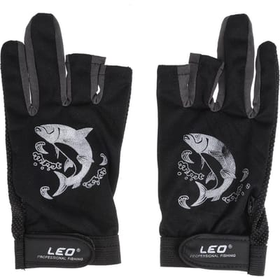 1 paire de 3 gants de pêche sans doigts, respirants, antidérapants, à séchage rapide, pour Sports de plein air, cyclisme, Camping, course à pied noir