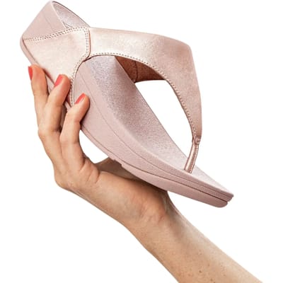FitFlop Lulu Leather Toepost Dames Slippers - Rose Gold