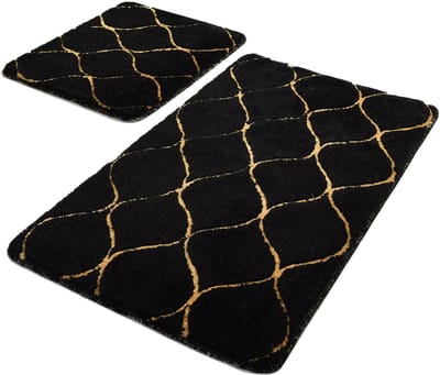 Bosdela Set van 2 Wasbare, zachte en comfortabele badmatten - toiletmatten - ideaal voor de badkamer en het toilet 60 x 100 cm + 50 x 60 cm