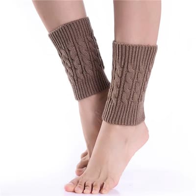Dames Gebreide Winter Beenwarmers – Korte Laarsmanchetten & Voetwarmers voor Leggings, Mode Winter Accessoires-BEIGE