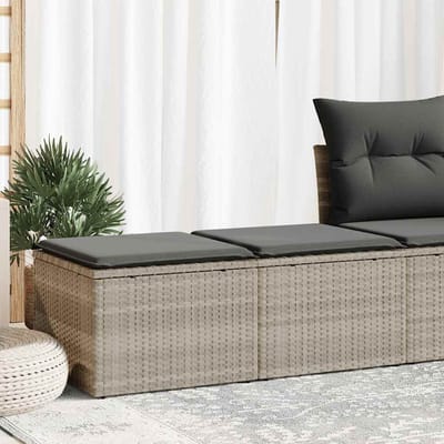 vidaXL - 2-delige - Loungeset - met - kussens - poly - rattan - acacia - lichtgrijs