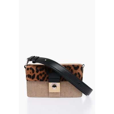 Tweekleurige crossbodytas met dierendetail in beige