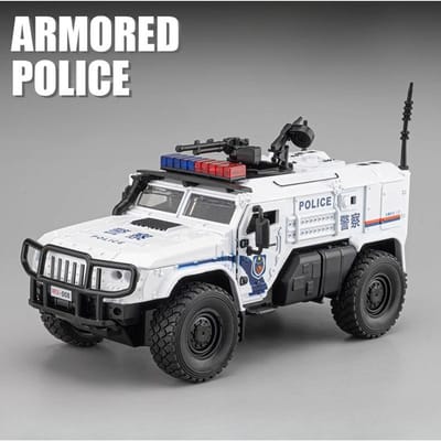 1:32 Schaal Swat Gepantserd Politieauto Model Speelgoed Metaal Diecast Terugtrekken Schokabsorptie Zware Vrachtwagen Speelgoed Geluid Licht Cadeau Voor Kinderen