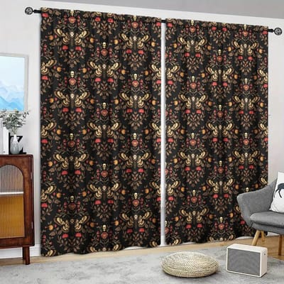 2 stuks gordijnen met doodsmotprint voor huisdecoratie - Gordijnen met tunnelzoom voor slaapkamer, kantoor, keuken, woonkamer en studeerkamer 52.5cmX116cmX2pcs gray