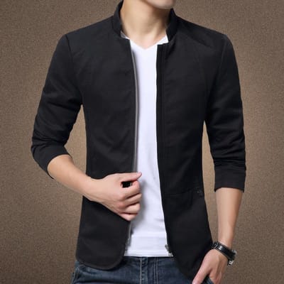 Heren Herfst Opstaande Kraag Gewassen Jas Koreaanse Stijl Grote Maat Heren Heren Slim Fit Jas Heren Zakelijke Jas Heren M gray