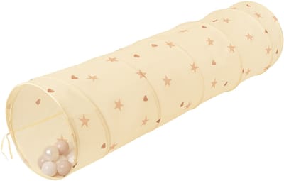 Selonis Jongens En Meisjes Speeltunnel met 200 ballen - Opvouwbare Constructie Met Metalen Strengen Draagtas - Stimuleert Kruipen Coördinatie Binnen En Buiten - Lichtbeige: Pastelbeige/Wit/Parel