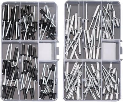 Blindklinknagels Assortiment - Popnagels Kit - Metaalbewerking Reparatie - Aluminium Bolkop - Diverse Maten - Zilver Zwart
