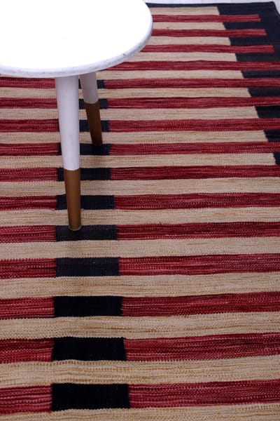 Rood Tapijt Laagpolig Handgeweven Wollen Vloerkleed - Koho Afghan Modern Kelim 178x132 - 178x132cm- Modern - Woonkamer - Salon - Slaapkamer - Eetkamer