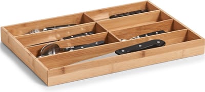 1x Bruine lade organizer inzetbakken bamboe 44 x 30,5 cm - Zeller - Rommellade inzetbakken - Knutsel lades - Organizers - Vakken bakken van hout