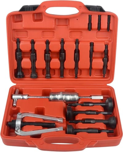 Blindgat Trekkerset - Lager Verwijderaar - Onderdelen Demonteren - 10 Grip Segmenten - 16 Delig - Rood
