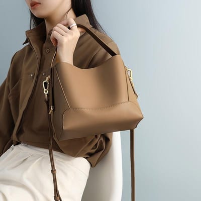 Nieuwe Veelzijdige High-end Crossbody Tas van Echt Leer voor Dames Retro Eénschouder Handtas brown