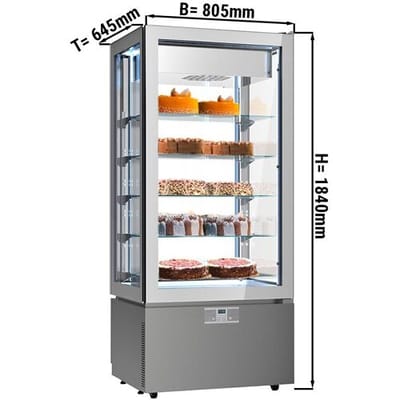 GGM Gastro Panorama-Tiefkühlvitrine - 457 Liter - 800mm - 5 Ablagen - Silber Zilver