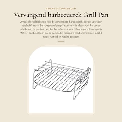 Dailygoods- Barbecuerek Hoogwaardig Roestvrij Staal - Dubbellaags - Geschikt voor Airfryer - Niet-klevend - Vaatwasmachinebestendig - Handig voor Buitenbarbecue - Grillplaat