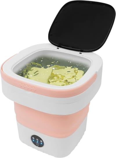 Mini wasmachine - Opvouwbaar apparaat - Kleine was doen - Met centrifuge - 12 liter - Roze
