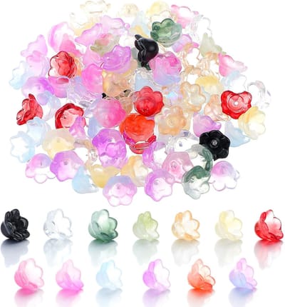 Kralen, gemengde kleuren, glazen kralen om te rijgen, schattige kralen met kleurverloop, klokbloemen, kristallen kralen, doe-het-zelf knutselaccessoires voor armbanden