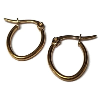 Aramat Jewels | Oorringen | Stainless steel Ovale Oorbellen Goudkleur | 18mm | |2mm | Staal | Volwassenen | Verkleurd niet