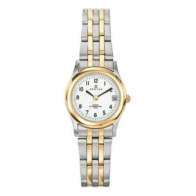 Certus-dameshorloge-model 642364-goud/zilverkleurig-datum-5 atm waterdicht-Bicolor-diameter 25 mm-made in France