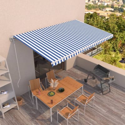vidaXL - Luifel - automatisch - uittrekbaar - 500x350 - cm - blauw - en - wit
