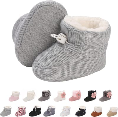 Warme fleece booties voor baby's, antislip winterschoenen voor 0-18 maanden, schattige verstelbare kruipschoenen