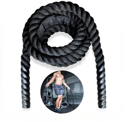 Trainingstouw - Antislip uiteinde - Touw voor Fitness Krachttraining - sportschool – conditietraining – krachttraining - sport - Zwart - LOUZIR
