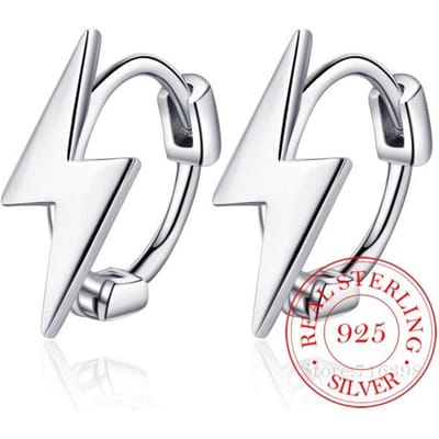 Punk Bliksem Oorbellen 100% 925 Sterling Zilver Hangende Bliksem Oorbellen Voor Vrouwen Persoonlijkheid Feest Sieraden Cadeau zilver
