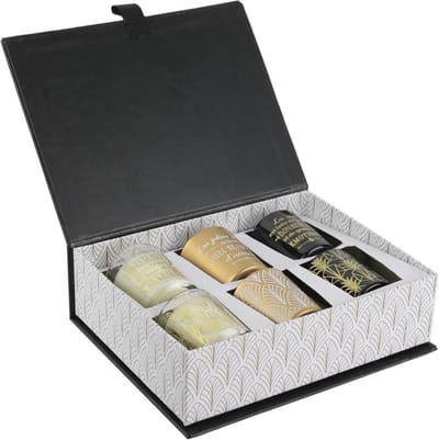 Luxe Geschenkbox met 6 Zwarte Geurkaarsen voor Ontspanning en Sfeer
