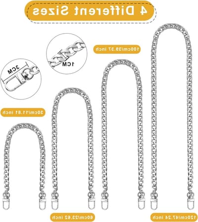 Verwisselbare Metalen Schouderband voor Handtassen - 4 Stuks, Ideaal voor Messenger Bags en Handgemaakte Creaties (Zilver)