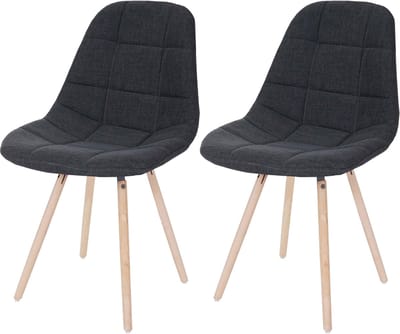 Set van 2 eetkamerstoelen MCW-A60 II, keukenstoel, retro jaren 50 ontwerp ~ stof/textiel donkergrijs