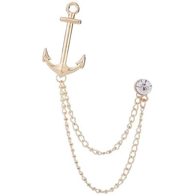 Kwast Broche Anker Badge Britse Marine Vintage Broches Strass Pakjasje Reversspeld Mannen Luxe Sieraden Bruiloft Accessoires white