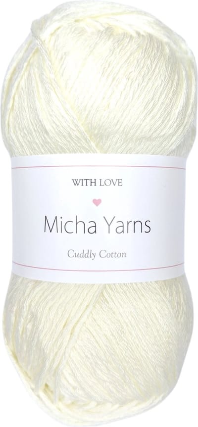 Micha Yarns - 80% katoen 20% acryl breiwol - 5 bollen - 5 x 100gram - 200 meter per bol - Creme (002)