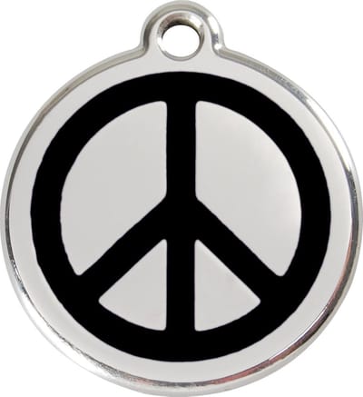 Red Dingo Hondenpenning 20 mm peace zwart