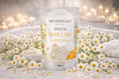 Minerisalt Body care Badzout van Praid met Duizendbladbloem, Goudsbloem en Kamille