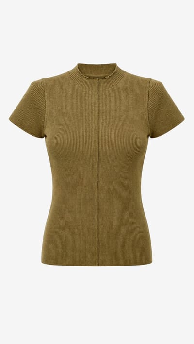 Rina rib knit top | Light Brown - Light Brown / XXS