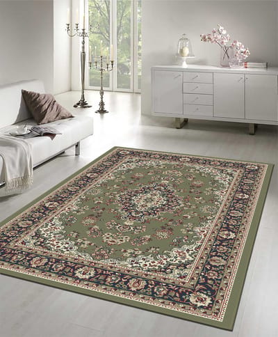 Nain Klassiek Medaillon - Laagpolig Oosters Vloerkleed - Vintage Tapijt - Groen- 160x230 CM