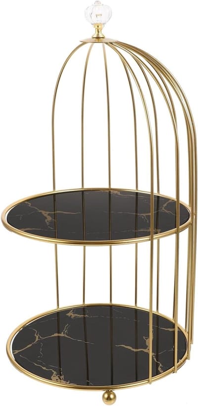 Cosmetica Opberger - Make-up Organisator - Badkamer Organiseren - Vogelkooi Design - 20.5 cm - Goud
