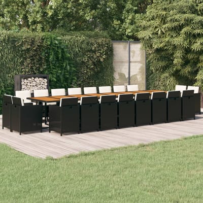 vidaXL - 21-delige - Tuinset - met - kussens - poly - rattan - zwart