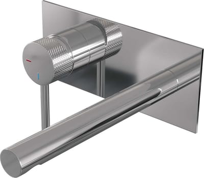 Brauer Chrome Carving inbouw wastafelmengkraan met rechte uitloop en afdekplaat model A2 chroom