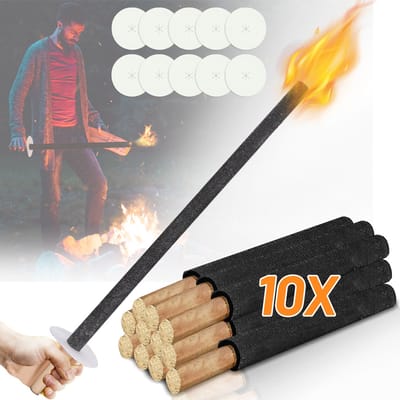 10 Stuks Wasfakkels 42 cm Ø3 cm met Handbescherming en Druipbescherming – Voor Avondwandeling, Winterwandeling en Tuingebruik