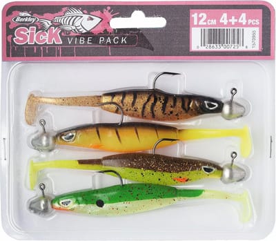 Set van 4 Rubberen Shads met Loodkop - Zacht Kunstaas voor Baars en Snoek