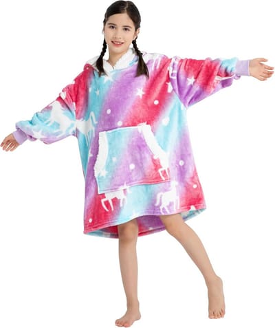 Oversized hoodie-deken voor kinderen - knuffeltrui van flanel, warm en comfortabel