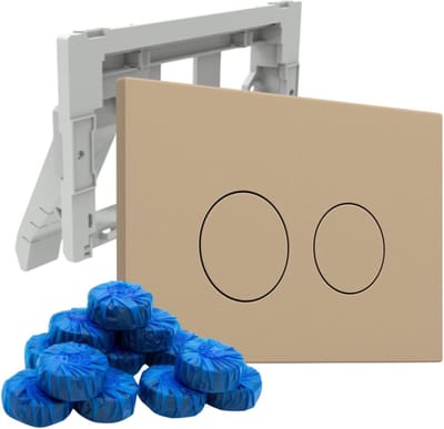 FugaFlow Eccelente Press Bedieningsplaat met toiletblokjeshouder - voor Geberit UP320 inbouwreservoir - dualflush - ronde knoppen - kunststof - inclusief 12 toiletblokjes - taupe